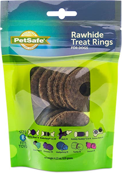 Busy Buddy Natural Rawhide Rings Peanut Butter MD Size B
