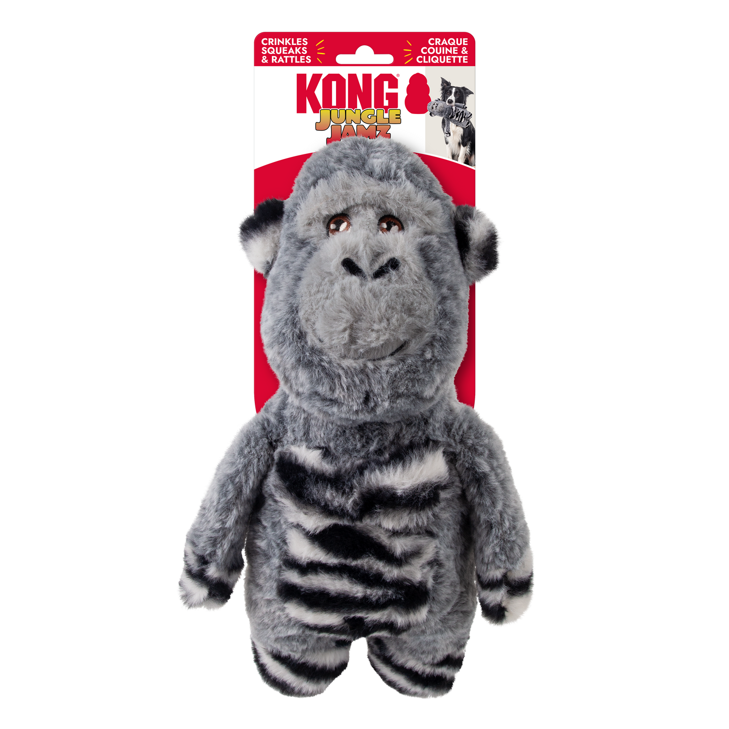 KONG Jungle Jamz Gorilla Dog Toy Grey Medium/Large 035585507149