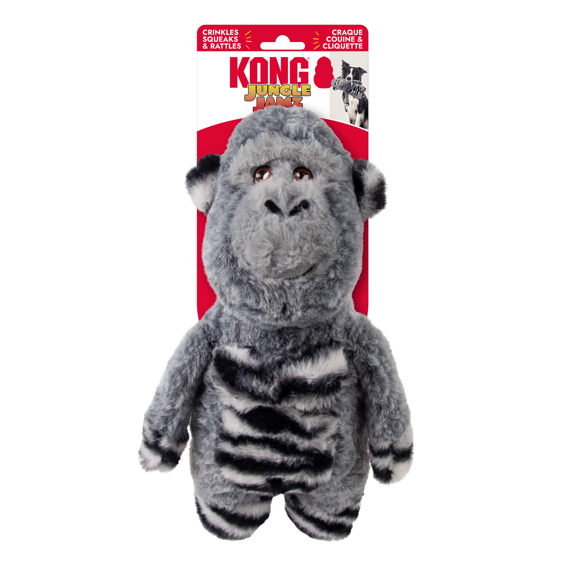 KONG Jungle Jamz Gorilla Dog Toy Grey Medium/Large 035585507149