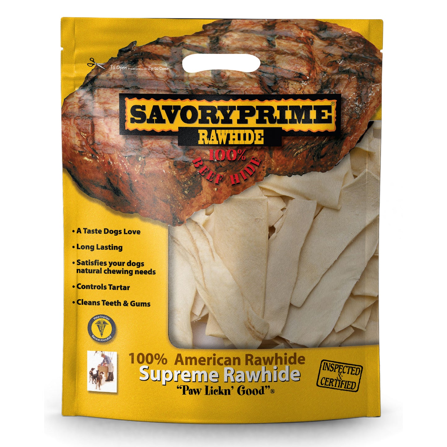 Savory Prime Supreme Rawhide Chips Natural 32 oz 810359000480