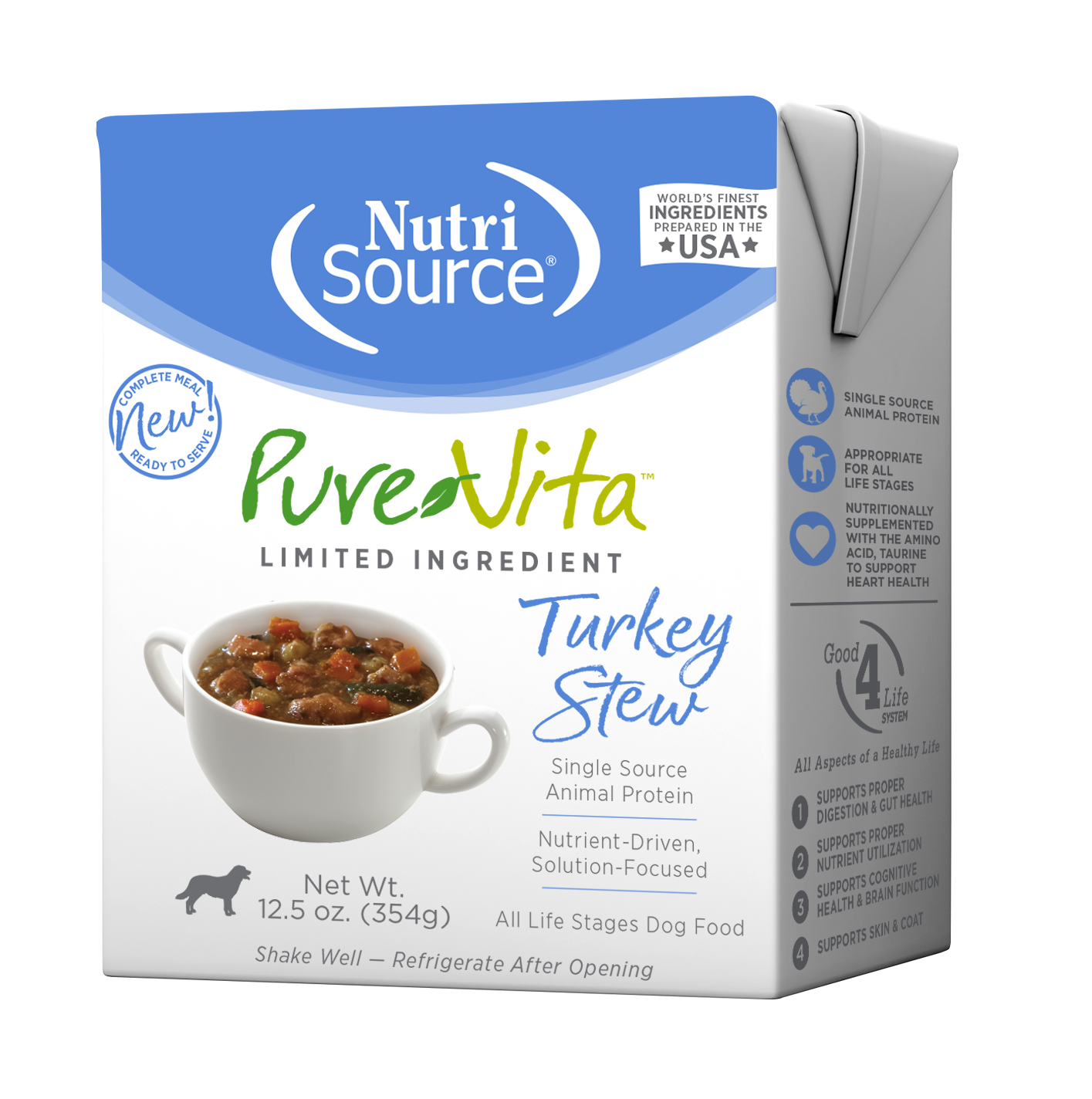 NutriSource PureVita LID Wet Dog Food Turkey Stew 12ea/12.5 oz 073893962076