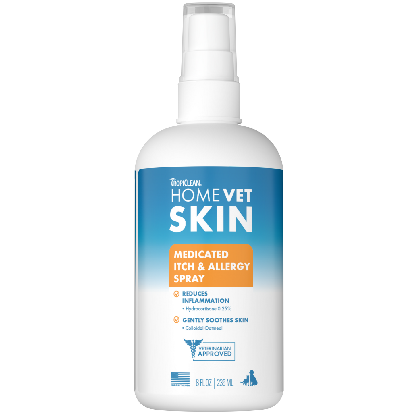 TropiClean HomeVet Skin Medicated Itch & Allergy Spray 8 oz 645095008861