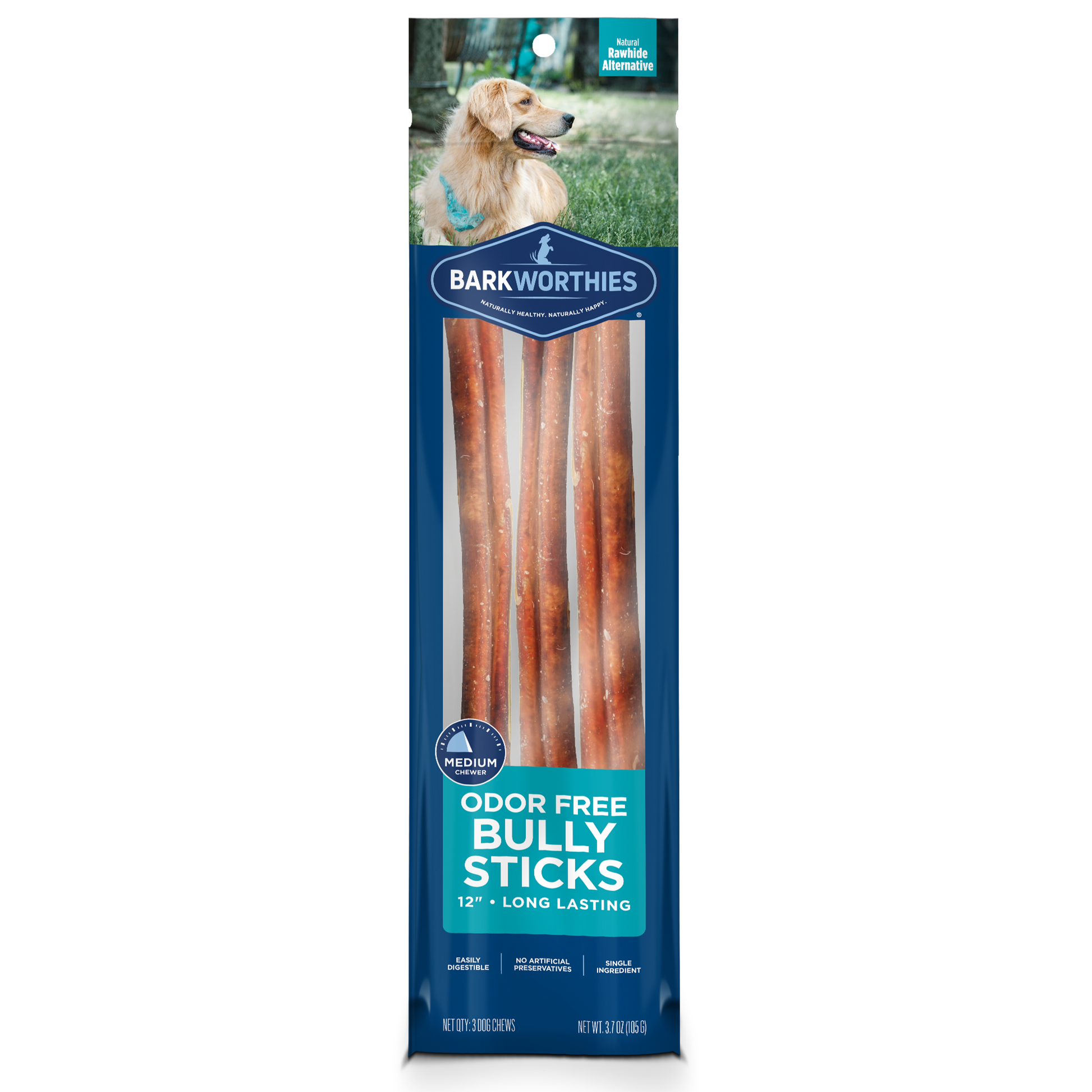 Barkworthies Odor Free Bully Stick 12 in, 3 pk 840139111150