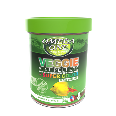 Omega One Super Color Veggie Slow Sinking Mini Pellet Fish Food Mini Pellets 3.5 oz 698220613218