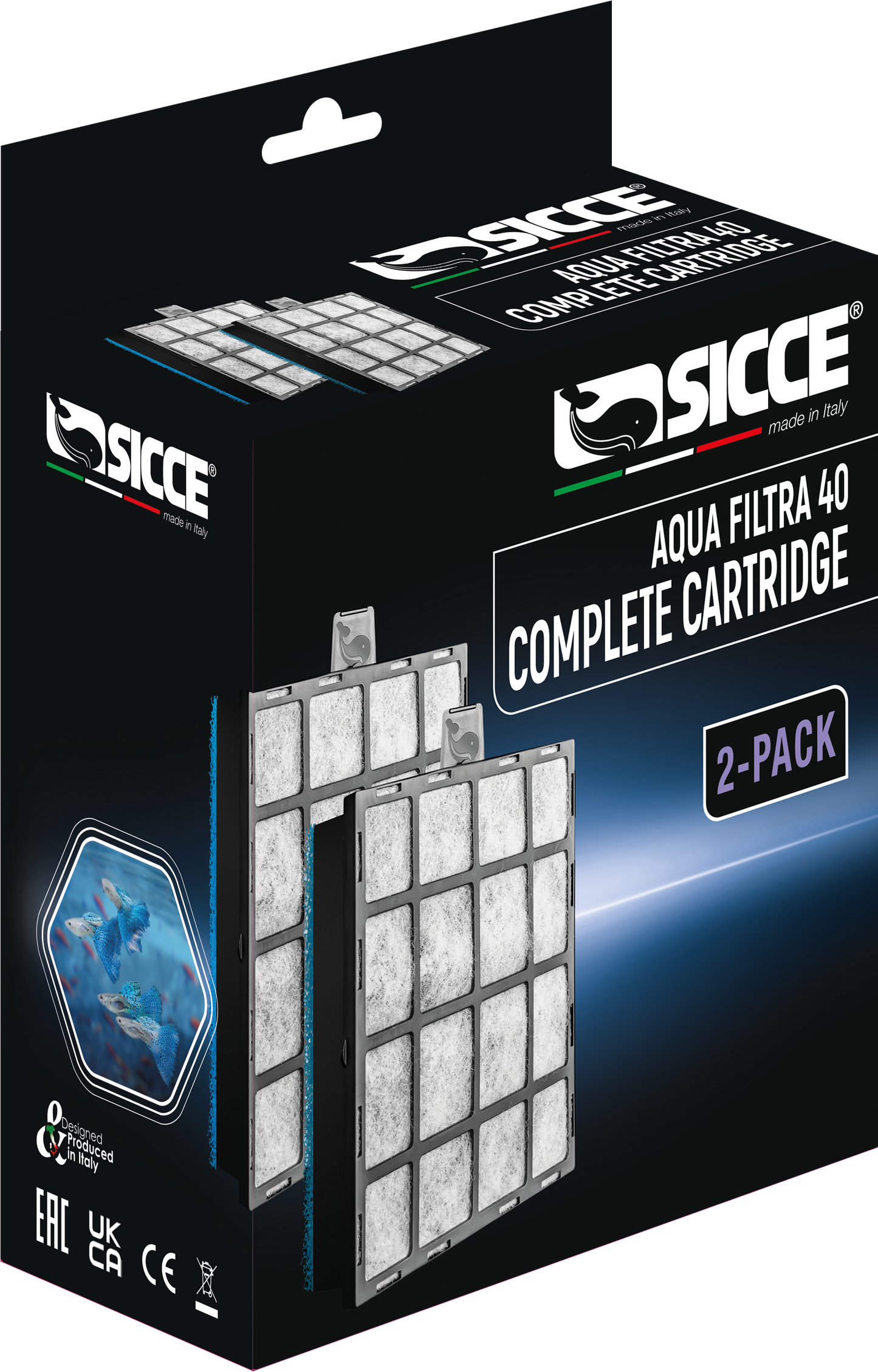 Sicce Aqua Filtra Complete Cartridge 40 gal, 2 pk 8011469982969