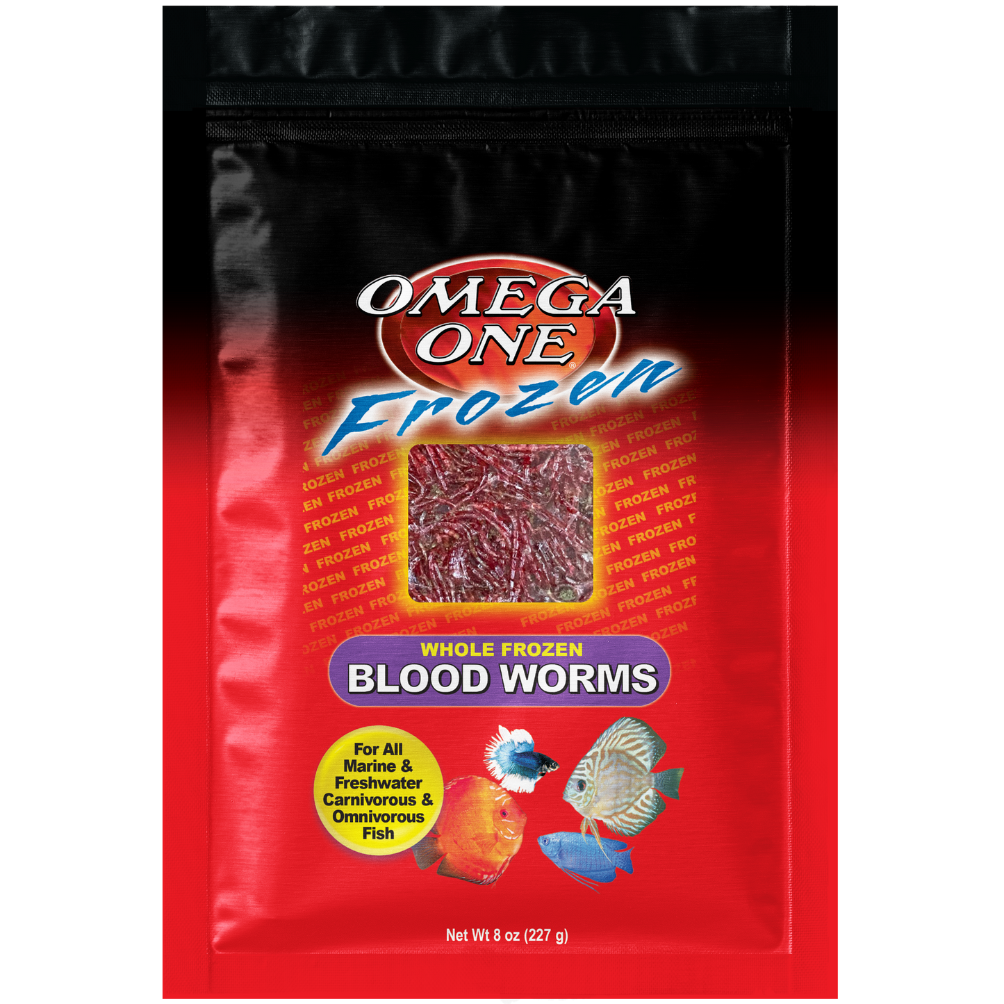 Omega One Whole Frozen Bloodworm Fish Food 8 oz SD-5 098220063011