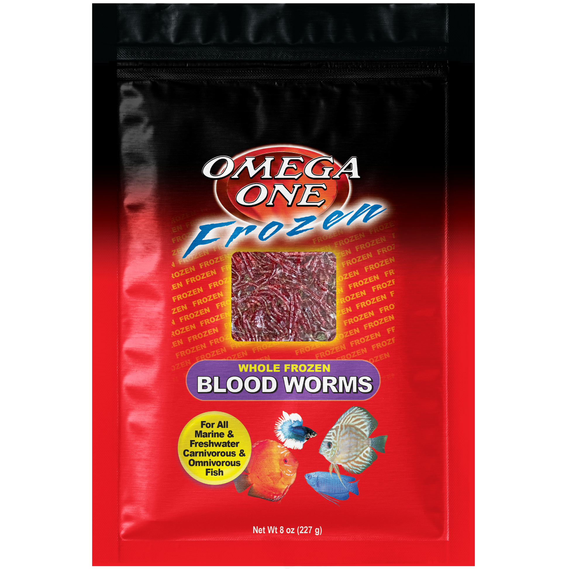 Omega One Whole Frozen Bloodworm Fish Food 8 oz SD-5 098220063011