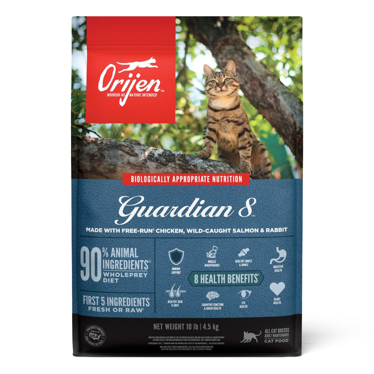 Orijen Guardian 8 Grain Free Fresh or Raw Dry Cat Food Chicken, Salmon & Rabbit 10 lb 064992718534