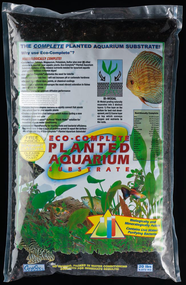CaribSea Eco-Complete Planted Aquarium Gravel Black 20 lb