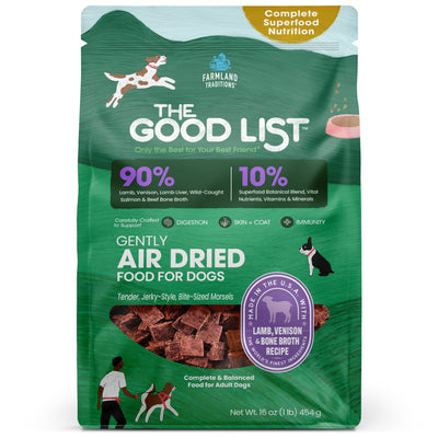 Farmland Traditions The Good List Gently Air Dried Dog Food Lamb, Venison & Bone Broth 1 lb 884713003301