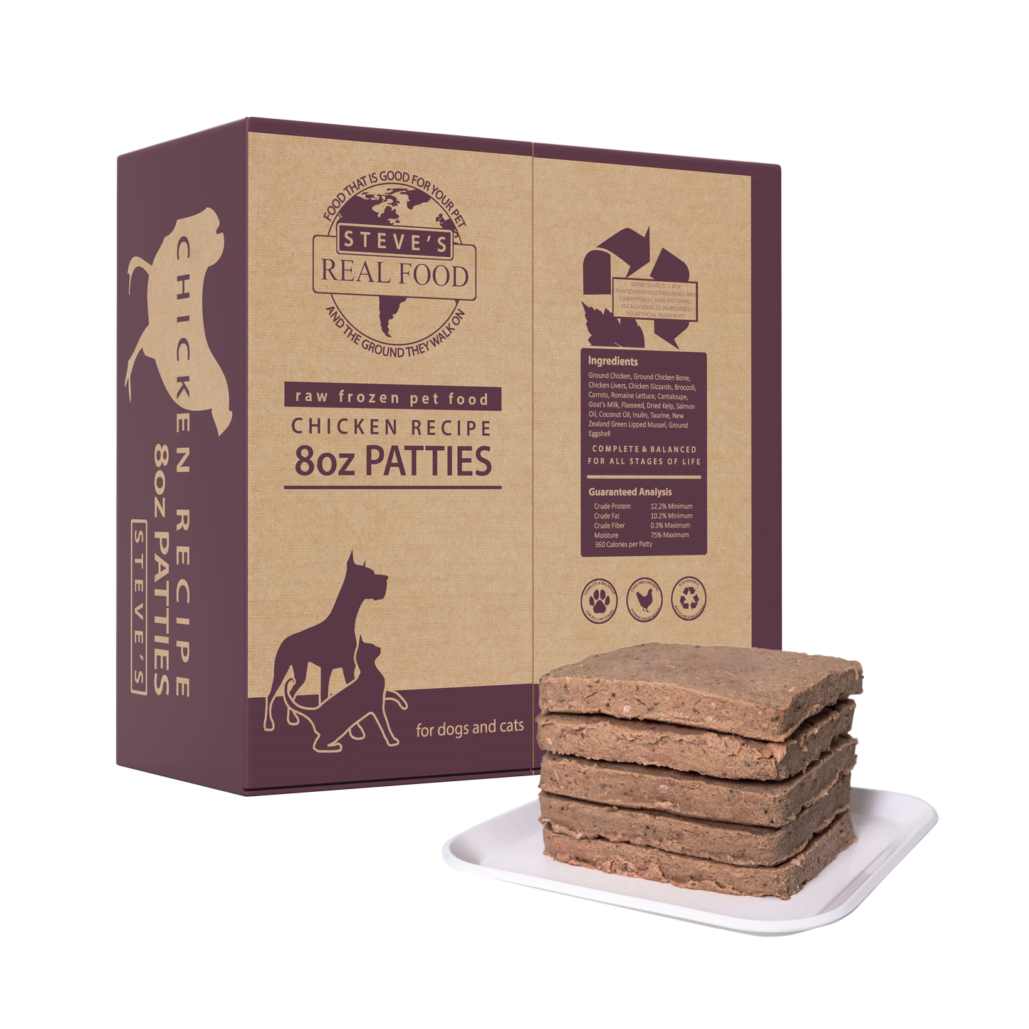 Steve's Real Food Dog-cat Frozen Chicken Patties 14lb !{L-x} SD-5