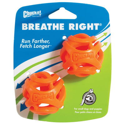 Chuckit! Breathe Right Dog Toy Fetch Ball Orange 2pk SM