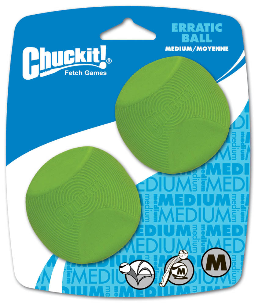 Chuckit! Erratic Dog Toy Ball Green 2pk MD