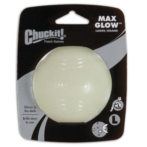 Chuckit! Max Glow Ball Dog Toy White LG