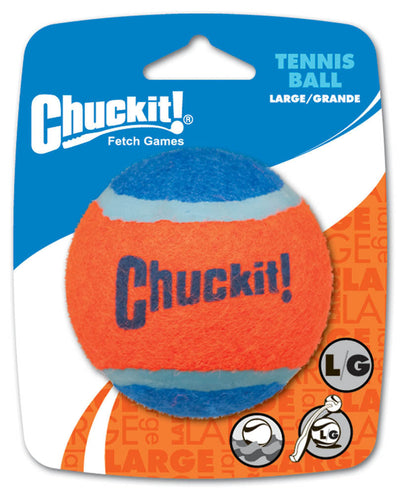 Chuckit! Tennis Ball Dog Toy Shrink Sleeve Blue/Orange LG 1pk