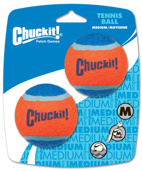 Chuckit! Tennis Ball Dog Toy Shrink Sleeve Blue/Orange MD 2pk