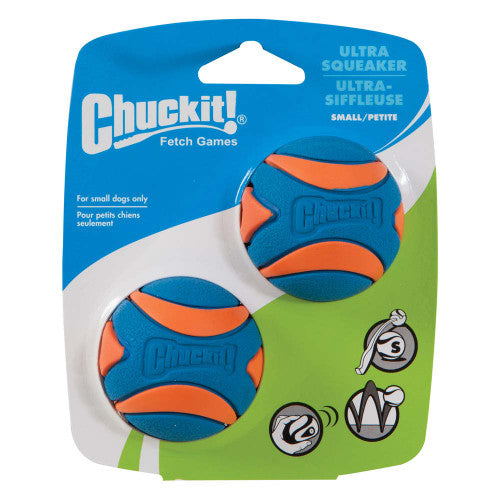 Chuckit! Ultra Squeaker Balls Dog Toy Blue/Orange 2pk SM