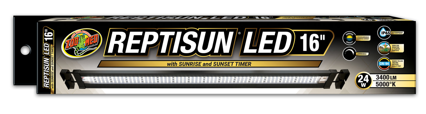 Zoo Med Reptisun LED w/Sunrise & Sunset Timer Terrarium Hood 16 in, 24 W 097612320916