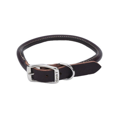 Circle T Latigo Leather Round Dog Collar Brown 3/4 in x 20