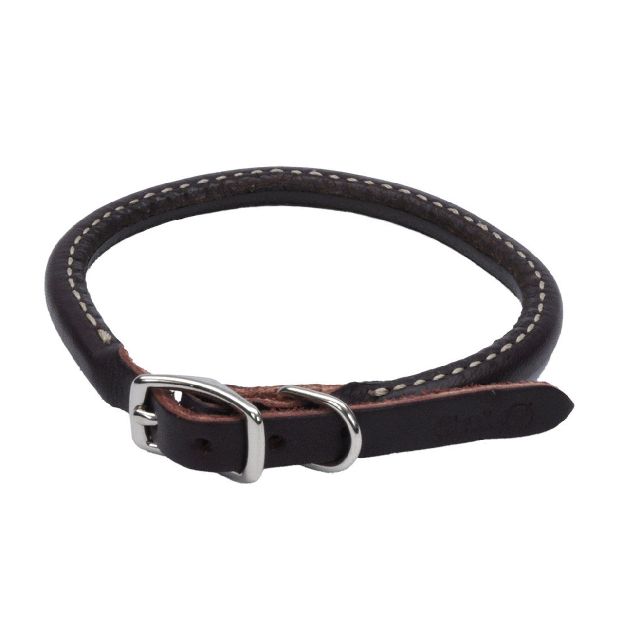 Circle T Latigo Leather Round Dog Collar Brown 3/8 in x 10 in