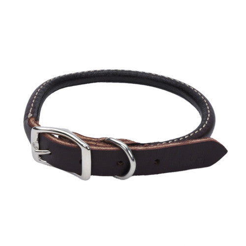 Circle T Latigo Leather Round Dog Collar Brown 5/8 in x 16