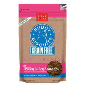 Cloud Star Grain Free Buddy Biscuits For Cats - Savory Turkey & Cheddar 3oz {L+1x} 938047 693804291103