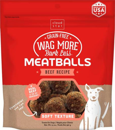 Cloud Star Wag More Bark Less Grain Free Meatballs Beef Recipe 14 oz. {L+1x} 938235 693804191182