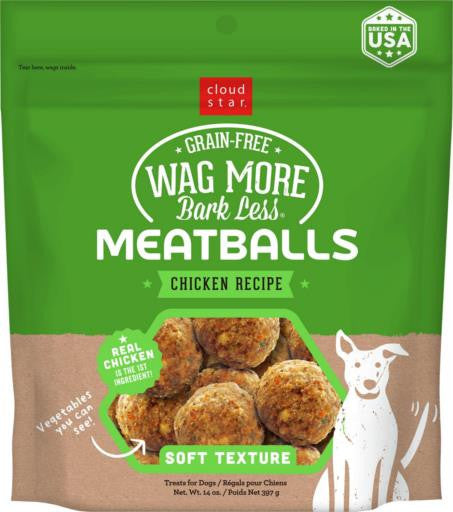 Cloud Star Wag More Bark Less Grain Free Meatballs Chicken Recipe 14 oz. {L+1x} 938236 693804191175