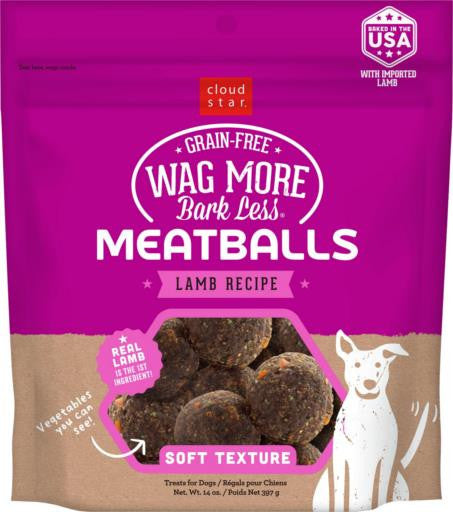 Cloud Star Wag More Bark Less Grain Free Meatballs Lamb Recipe 14 oz. {L+1x} 938237 693804191199