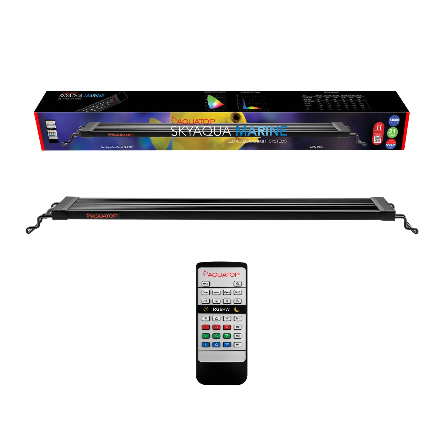 Aquatop SkyAqua Marine LED Light Fixture with IR Remote 21 W, 24-30 in 810281018997