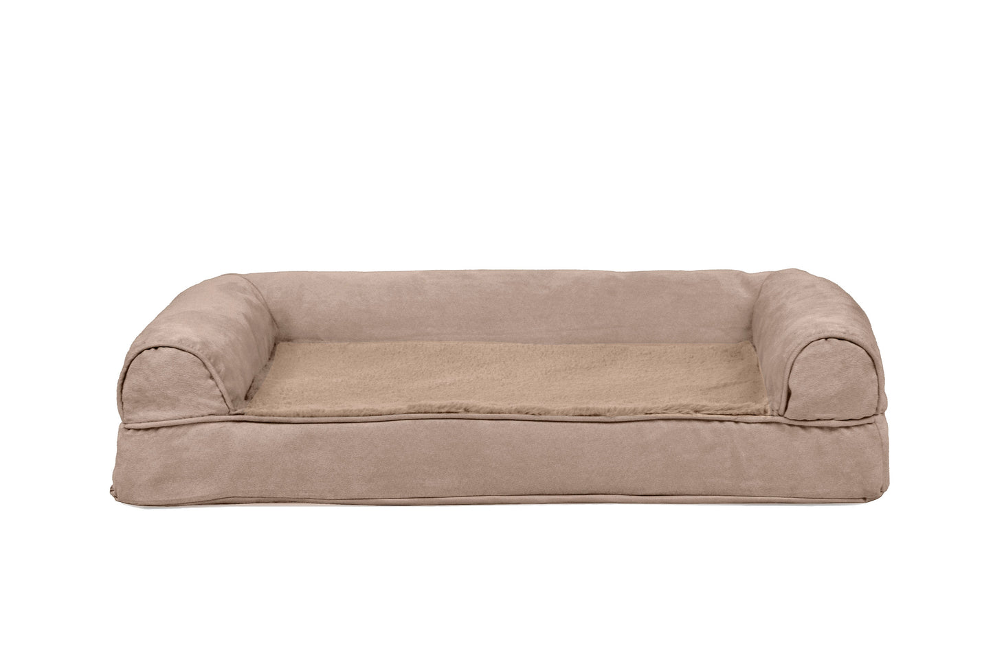 Fur Haven Pet Products Plush & Suede Sofa Orthopedic Pet Bed Almondine Medium 842229125726
