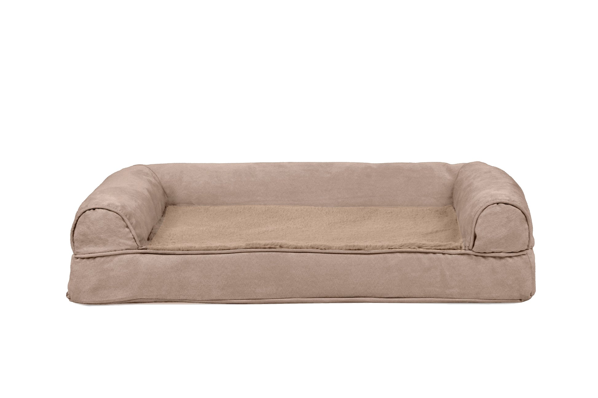 Fur Haven Pet Products Plush & Suede Sofa Orthopedic Pet Bed Almondine Medium 842229125726