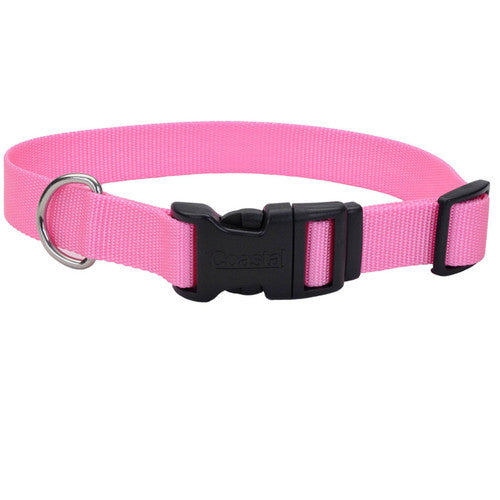 Coastal Adjustable Nylon Dog Collar with Plastic Buckle Bright Pink 3/4 in x 14 - 20