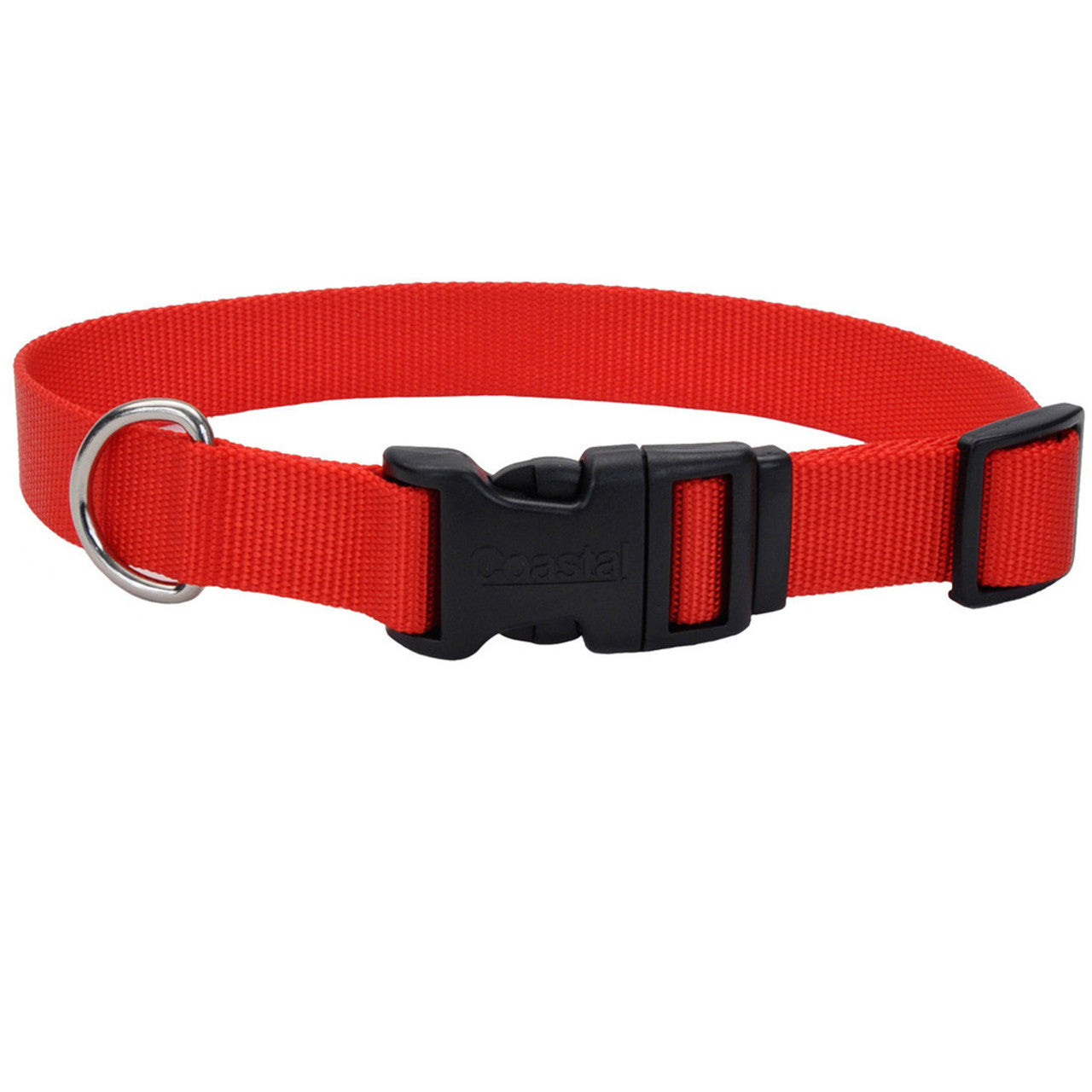 Coastal Adjustable Nylon Dog Collar with Plastic Buckle Red 3/4 in x 14-20 in