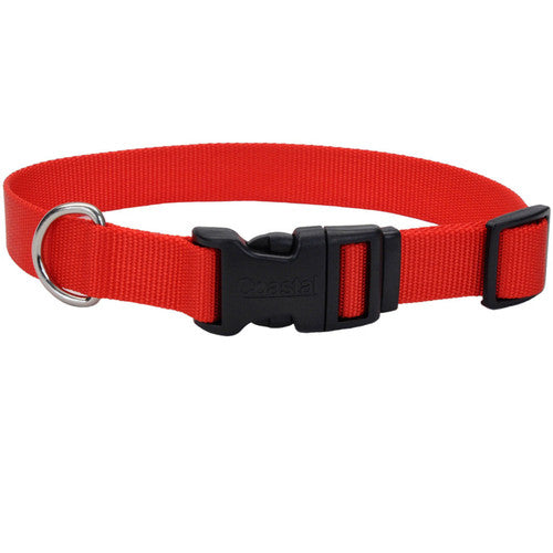 Coastal Adjustable Nylon Dog Collar with Plastic Buckle Red 5/8 in x 10 - 14