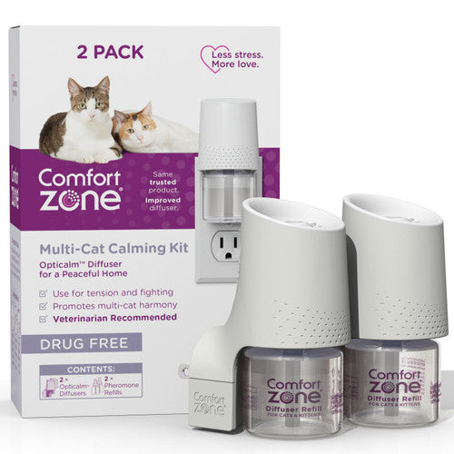 Comfort Zone MultiCat Calming Diffuser Kit Cat Pheromones 2 Pack New Formula