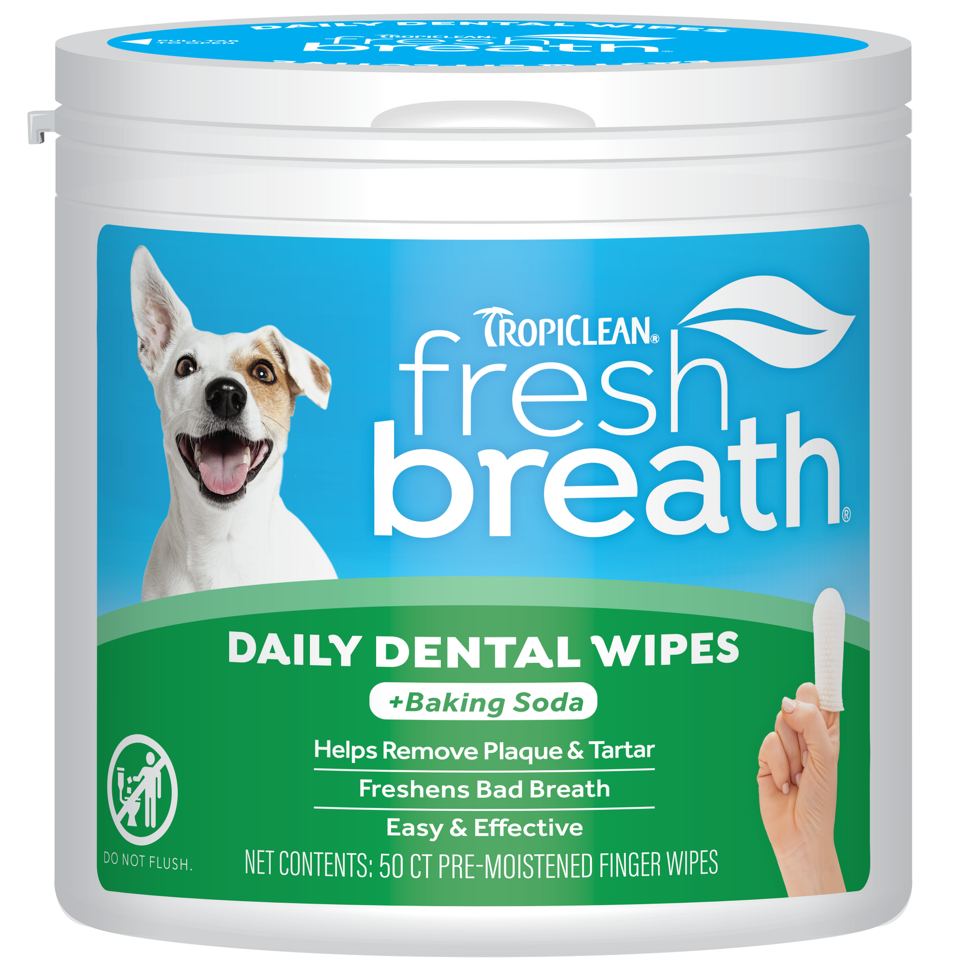 TropiClean Fresh Breath Daily Dental Wipes 50 ct 645095008748