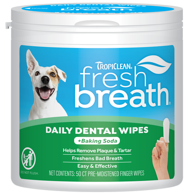 TropiClean Fresh Breath Daily Dental Wipes 50 ct 645095008748