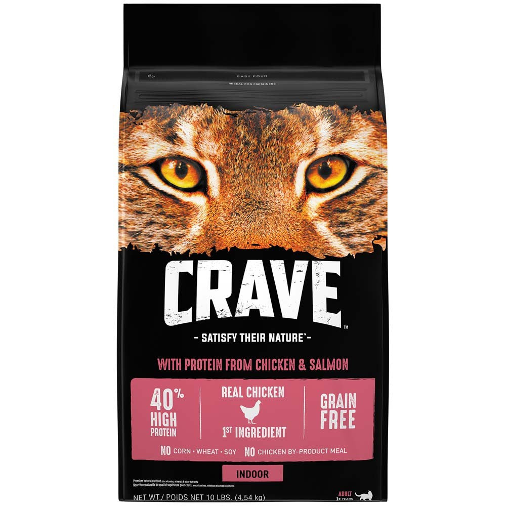 Crave Indoor Chicken & Salmon Dry Cat Food 10lb 023100123448