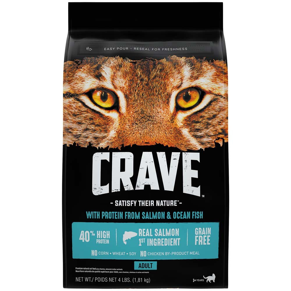 Crave Salmon & Oceanfish Dry Cat Food 4lb 023100123394