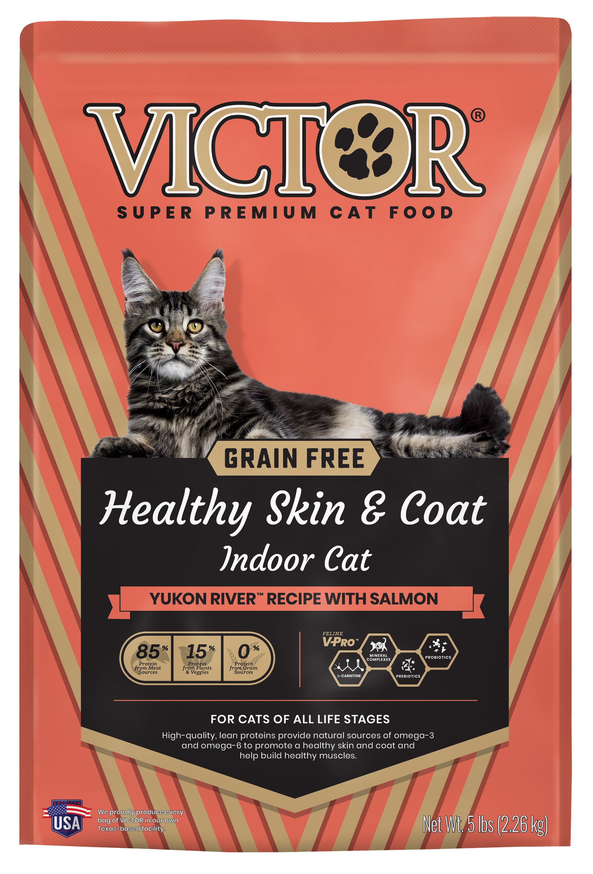 Victor Super Premium Dog Food Healthy Skin & Coat Indoor Dry Cat Food Yukon River w/Salmon 5 lb 854524005917