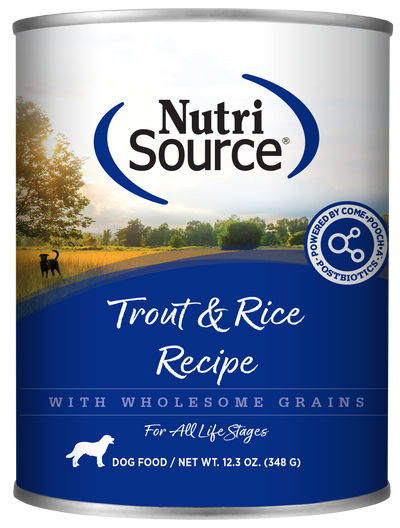 NutriSource Canned Dog Food Trout & Rice 12ea/12.3 oz 073893021100