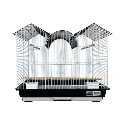 A & E Cages Happy Beaks 2-Tone Triple Top Bird Cage Black & White 2ea/26In X 14In X 23 in, 2 pk 644472009170
