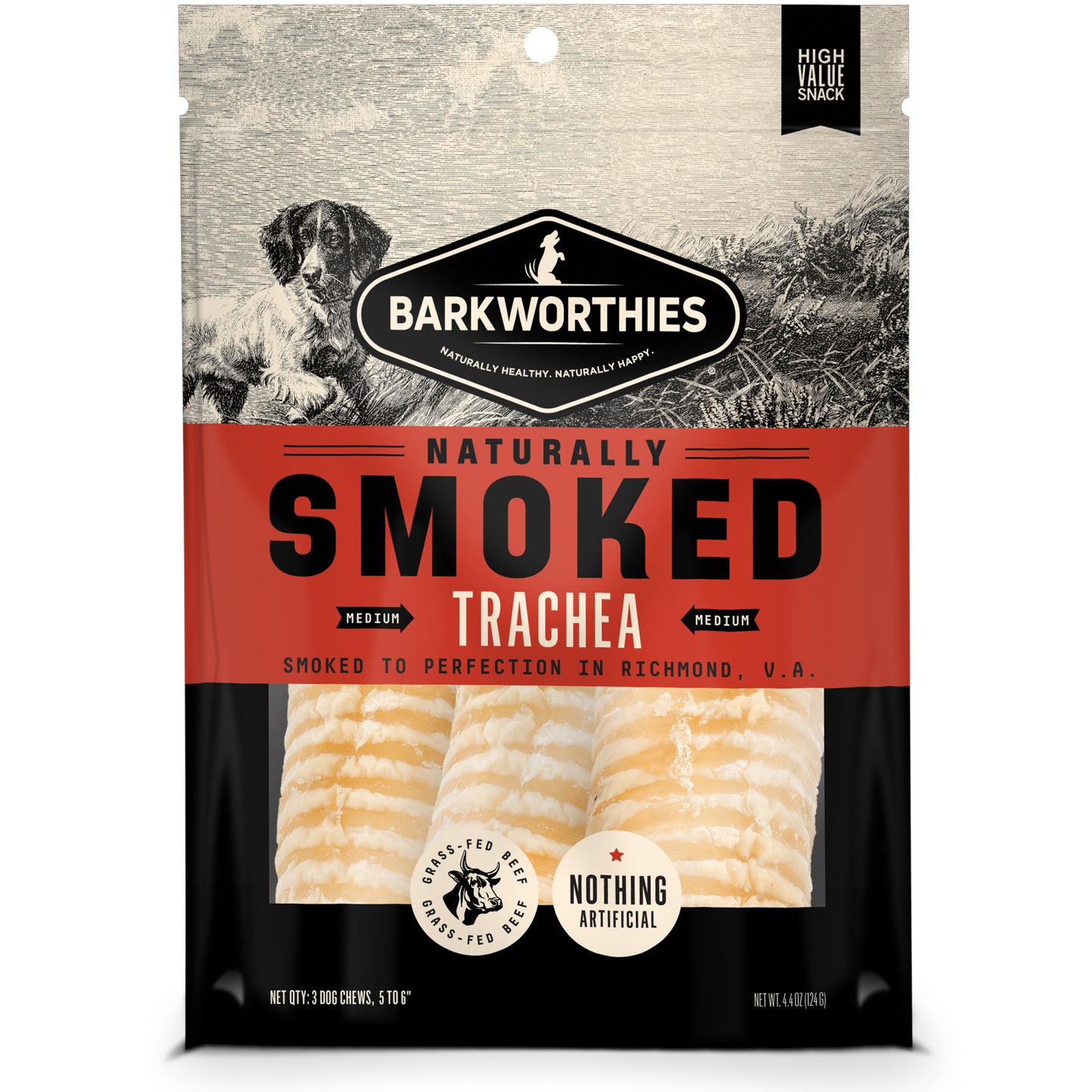 Barkworthies Smoked Trachea Dog Treat 5-6In/3 ct 840139130014