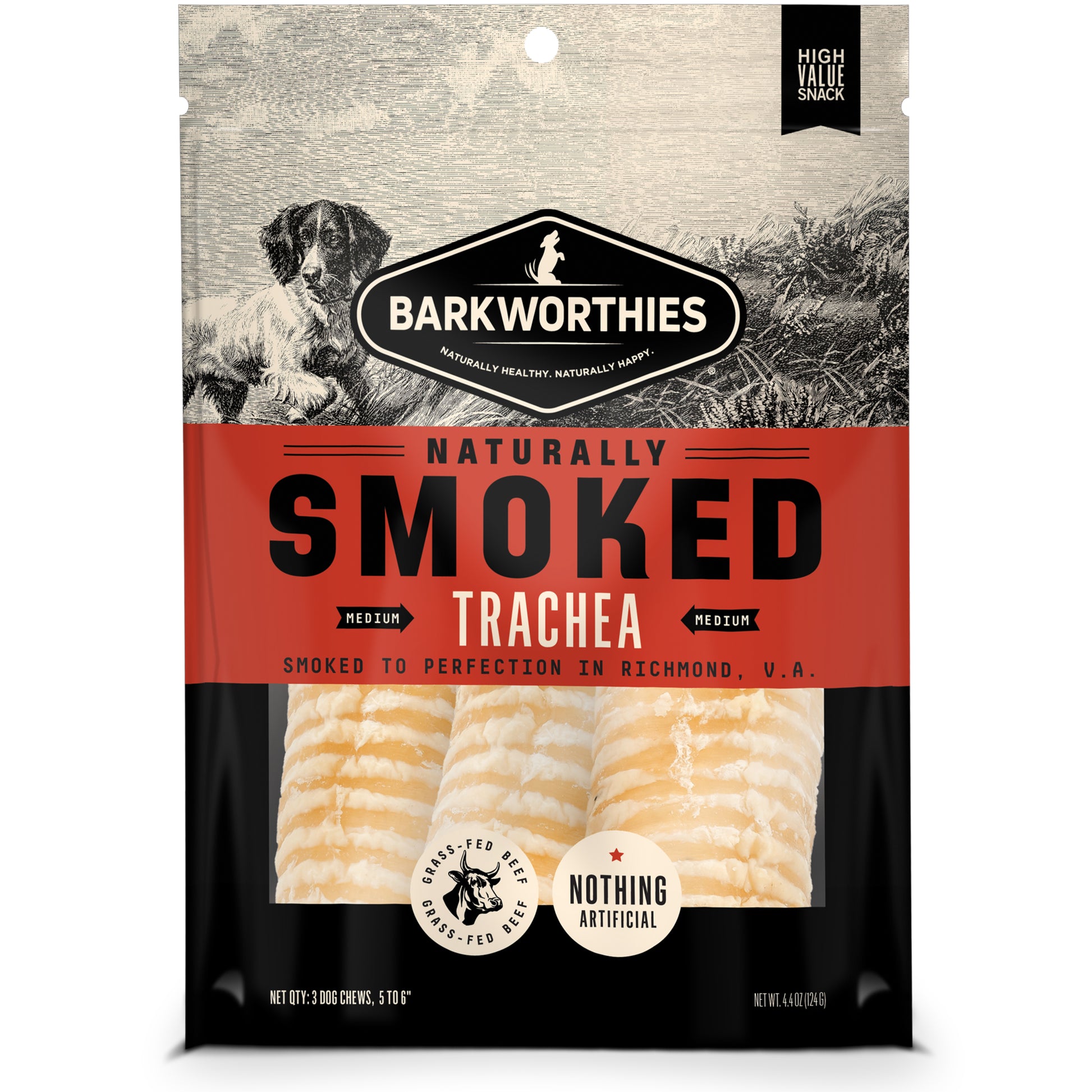 Barkworthies Smoked Trachea Dog Treat 5-6In/3 ct 840139130014