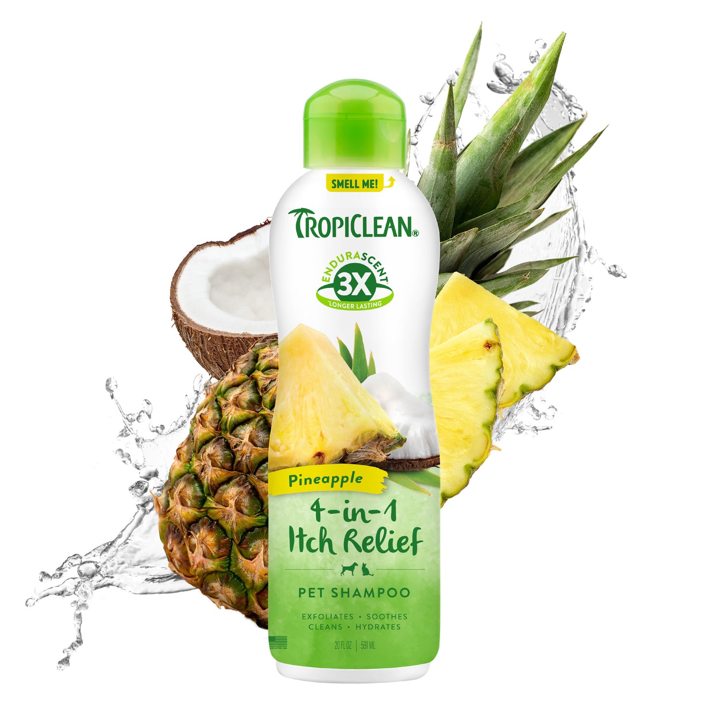 TropiClean EnduraScent Pineapple Itch Relief Dog Shampoo 20 oz 645095006843