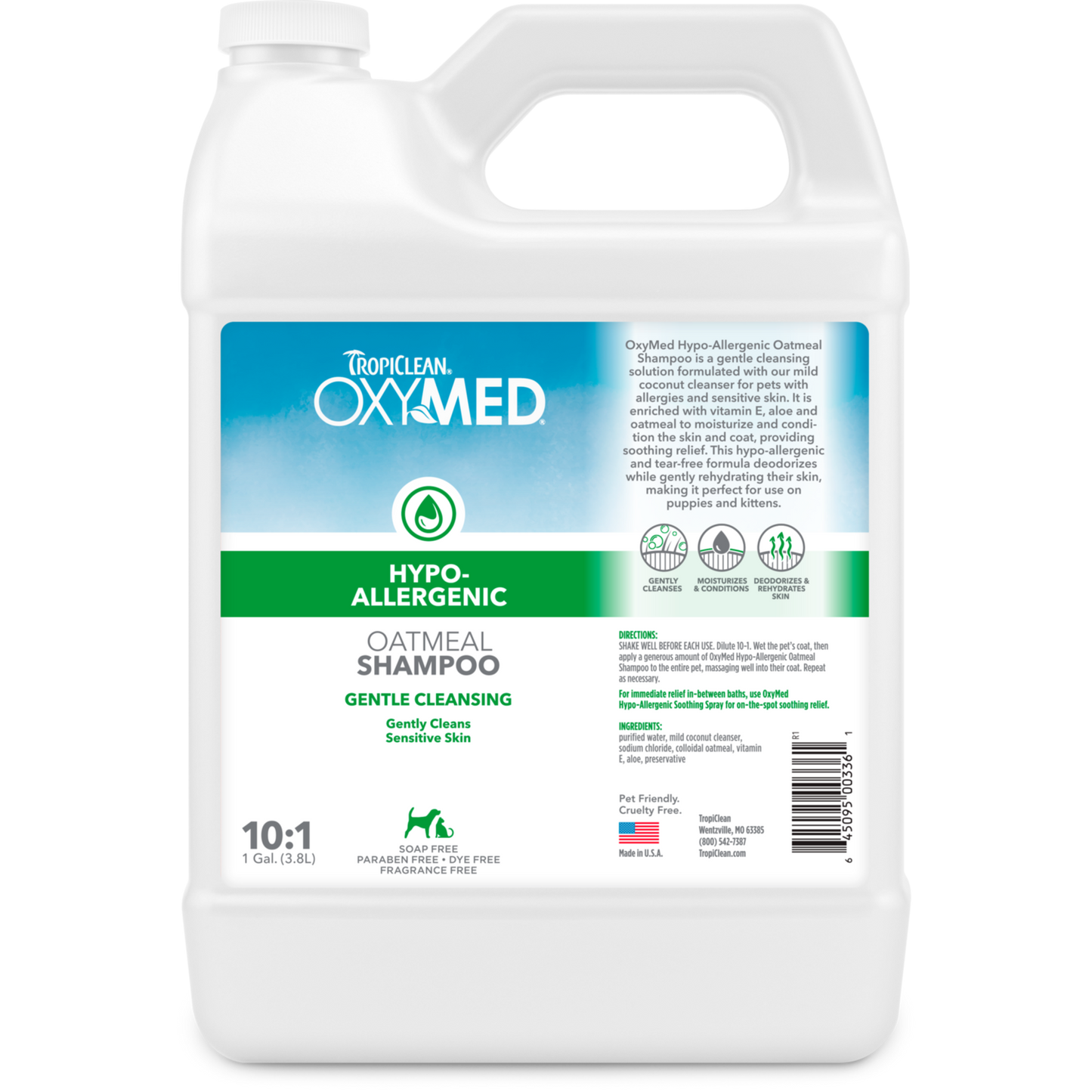 TropiClean OxyMed Hypoallergenic Shampoo for Pets 1 gal 645095003361