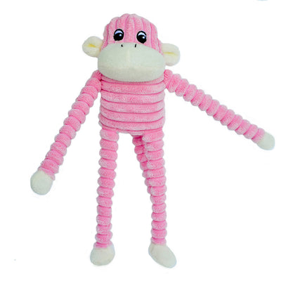 ZippyPaws Spencer the Crinkle Monkey Dog Toy Pink Small 855736003487