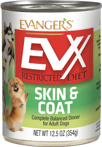 Evanger's EVx Restricted Diet Skin & Coat Wet Dog Food 12ea/12.5 oz 077627202032