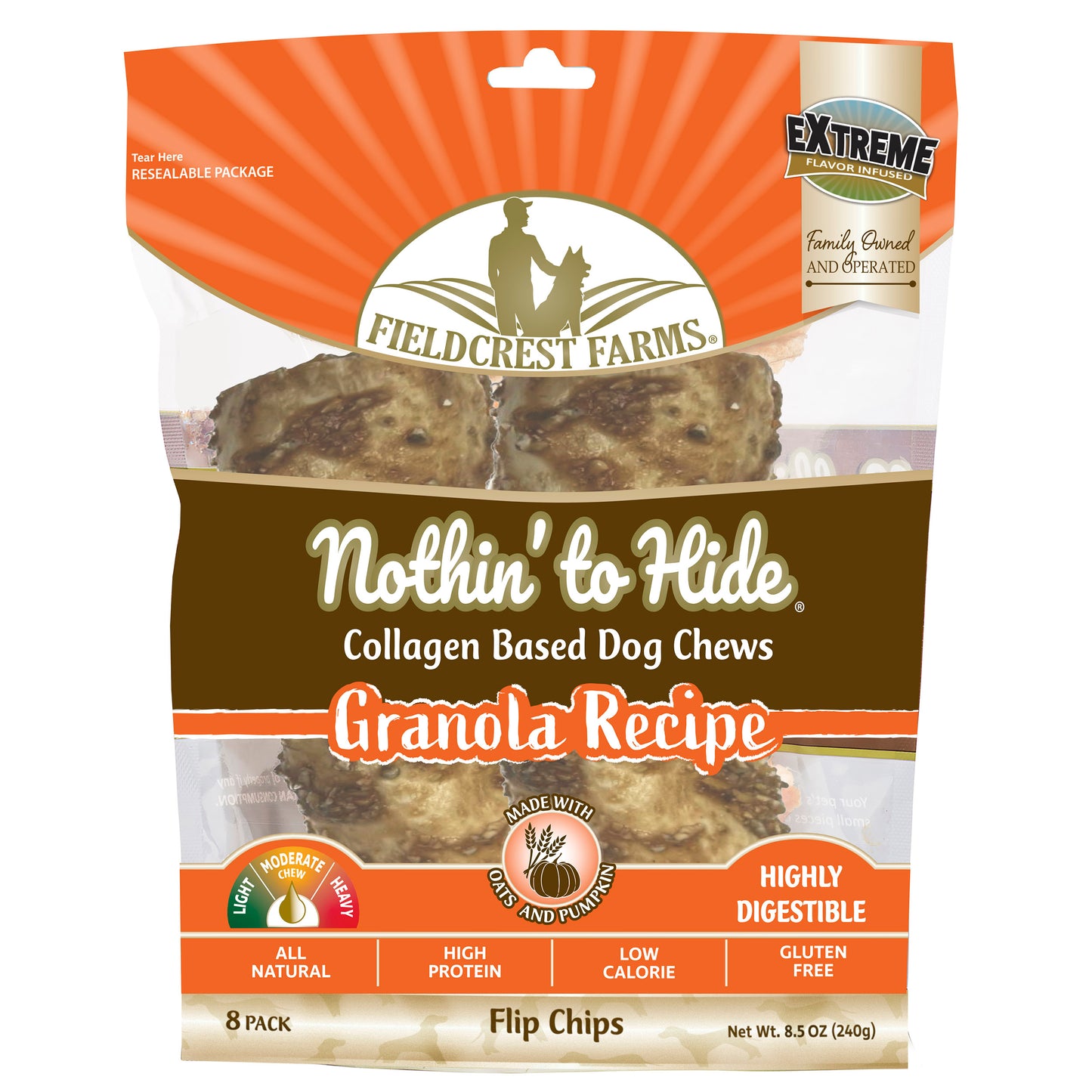 Fieldcrest Farms Nothin' To Hide Flip Chips Dog Treat Granola 8 pk 810002633799